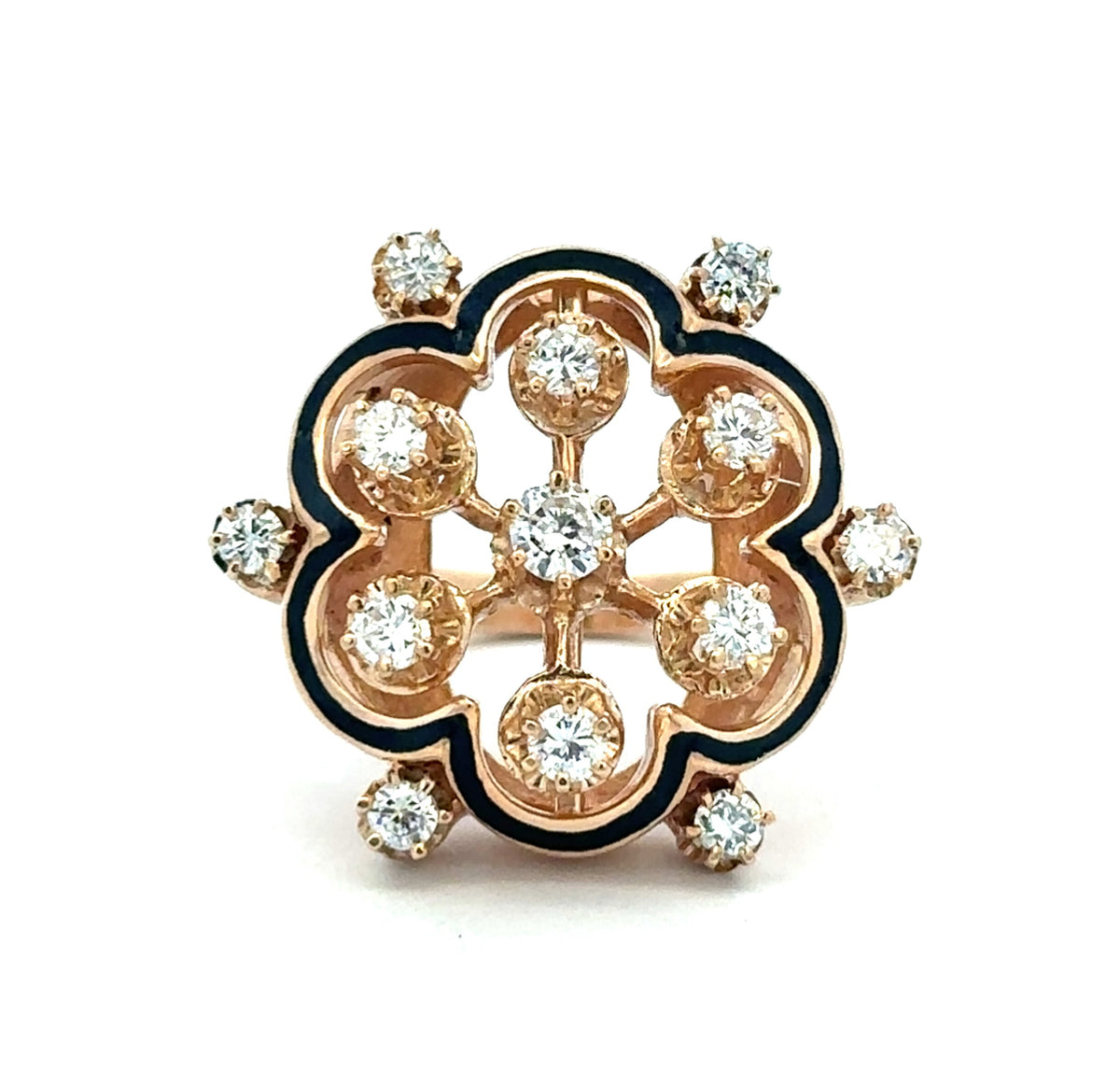 Black Enamel And Diamond Ring