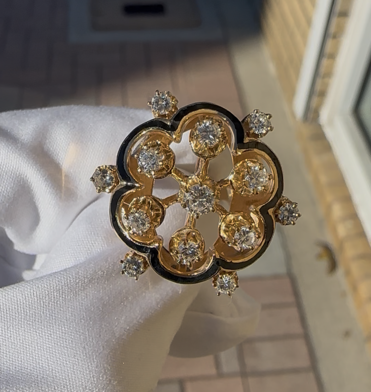Black Enamel And Diamond Ring