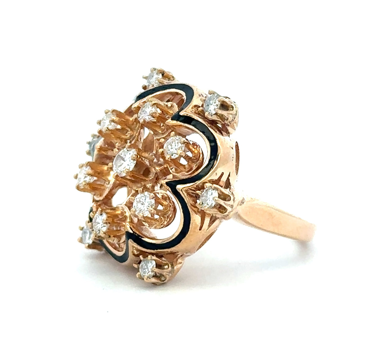 Black Enamel And Diamond Ring