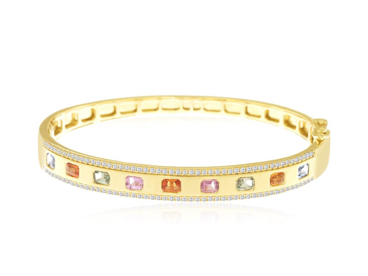 Multi-Color Sapphire Bangle Bracelet