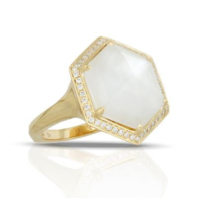White Mother of Pearl Orchid Ring