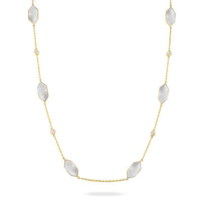 White Mother of Pearl Orchid Station Necklace