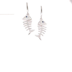 14k White Gold and Diamond DeadFish Earrings